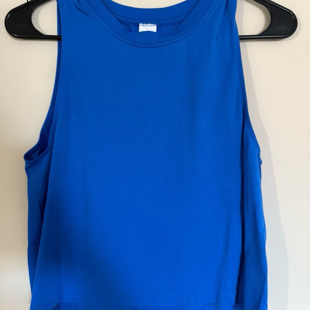 Fabletics Blue Sleeveless Tank Top with Boxy Style